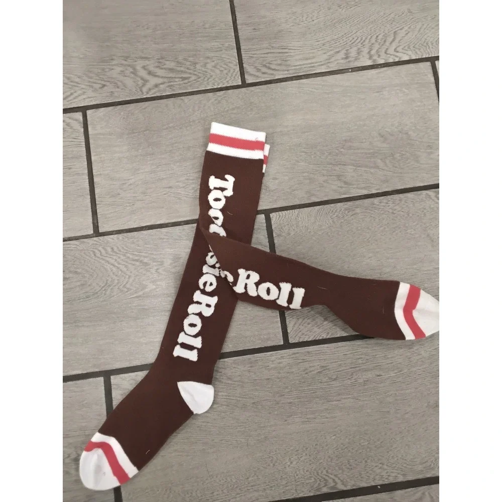 Tootsie Roll Women Knee High Socks Brown Candy Logo Retro Novelty Costume